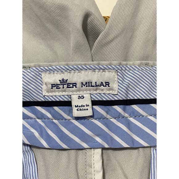 Peter Millar Light Khaki Shorts Size 35 Subtle Stripe Casual Wear -Stretch - - Picture 4 of 7